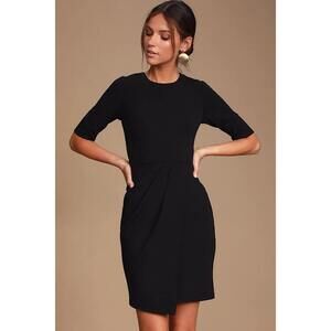 Lulus Westwood Black Half Sleeve Sheath Dress - Size XS